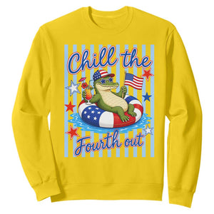 Funny Patriotic Alligator Sweatshirt Chill The Fourth Out TS12 Daisy Print Your Wear
