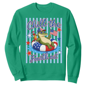 Funny Patriotic Alligator Sweatshirt Chill The Fourth Out TS12 Irish Green Print Your Wear