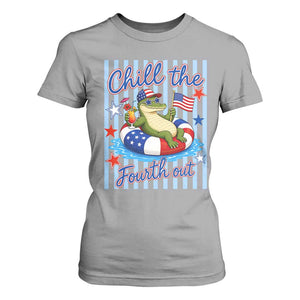 Funny Patriotic Alligator T Shirt For Women Chill The Fourth Out TS12 Sport Gray Print Your Wear