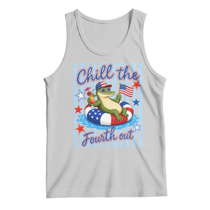 Funny Patriotic Alligator Tank Top Chill The Fourth Out TS12 Ash Print Your Wear
