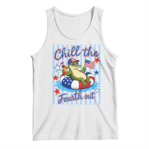 Funny Patriotic Alligator Tank Top Chill The Fourth Out TS12 White Print Your Wear