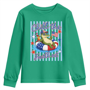Funny Patriotic Alligator Youth Sweatshirt Chill The Fourth Out TS12 Irish Green Print Your Wear