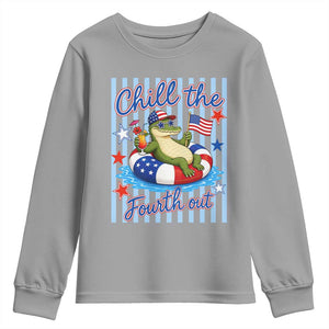 Funny Patriotic Alligator Youth Sweatshirt Chill The Fourth Out TS12 Sport Gray Print Your Wear