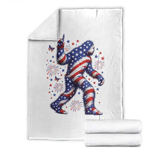 Funny Patriotic Bigfoot Throw Blanket 4th Of July Freedom TS12 White Print Your Wear