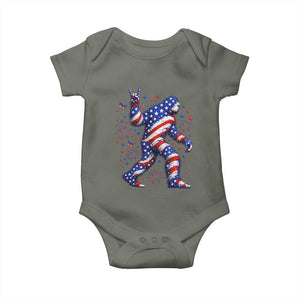 Funny Patriotic Bigfoot Baby Onesie 4th Of July Freedom TS12 Military Green Print Your Wear