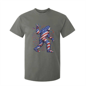 Funny Patriotic Bigfoot T Shirt For Kid 4th Of July Freedom TS12 Military Green Print Your Wear