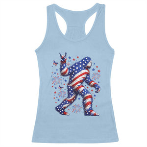Funny Patriotic Bigfoot Racerback Tank Top 4th Of July Freedom TS12 Light Blue Print Your Wear