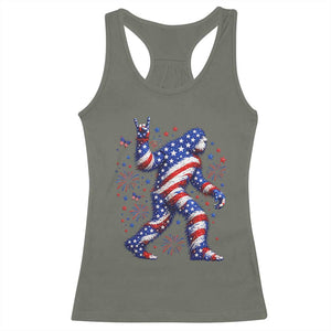 Funny Patriotic Bigfoot Racerback Tank Top 4th Of July Freedom TS12 Military Green Print Your Wear