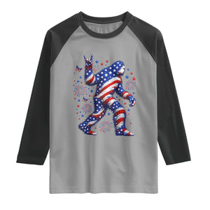 Funny Patriotic Bigfoot Raglan Shirt 4th Of July Freedom