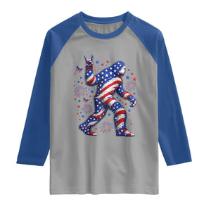 Funny Patriotic Bigfoot Raglan Shirt 4th Of July Freedom