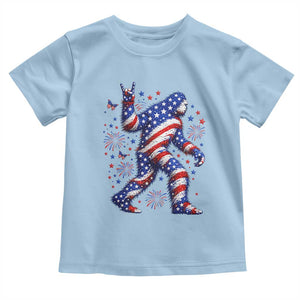Funny Patriotic Bigfoot Toddler T Shirt 4th Of July Freedom TS12 Light Blue Print Your Wear