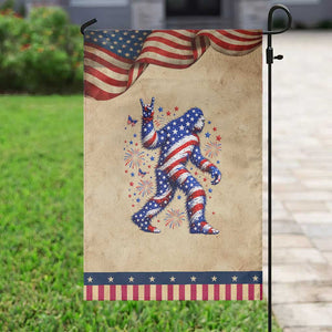 Funny Bigfoot Patriotic Garden Flag 4th Of July Freedom TS12 Vintage Rustic Tan Navy Print Your Wear