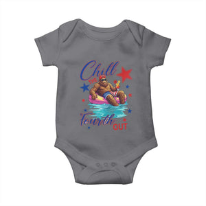 Funny Bigfoot 4th Of July Baby Onesie Chill The Fourth Out TS12 Charcoal Print Your Wear