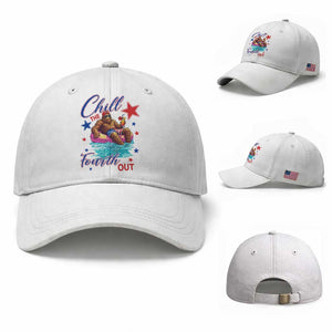 Funny Bigfoot 4th Of July Baseball Cap Chill The Fourth Out TS12 Baseball Cap Universal Fit White Print Your Wear