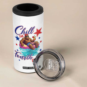 Funny Bigfoot 4th Of July 4 in 1 Can Cooler Tumbler Chill The Fourth Out