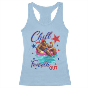 Funny Bigfoot 4th Of July Racerback Tank Top Chill The Fourth Out TS12 Light Blue Print Your Wear