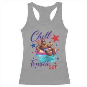 Funny Bigfoot 4th Of July Racerback Tank Top Chill The Fourth Out TS12 Sport Gray Print Your Wear