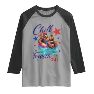 Funny Bigfoot 4th Of July Raglan Shirt Chill The Fourth Out
