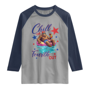 Funny Bigfoot 4th Of July Raglan Shirt Chill The Fourth Out