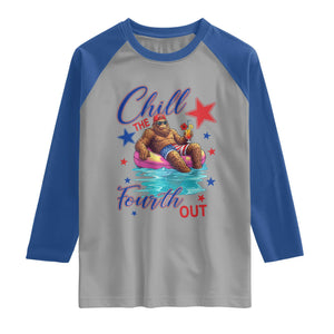 Funny Bigfoot 4th Of July Raglan Shirt Chill The Fourth Out