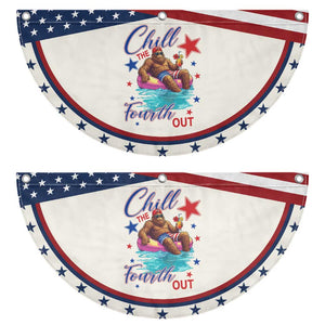 Funny Bigfoot 4th Of July Patriotic Fan Flag Chill The Fourth Out