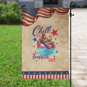 Funny Bigfoot 4th Of July Patriotic Garden Flag Chill The Fourth Out TS12 Vintage Rustic Tan Navy Print Your Wear