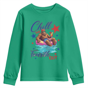 Funny Bigfoot 4th Of July Youth Sweatshirt Chill The Fourth Out TS12 Irish Green Print Your Wear