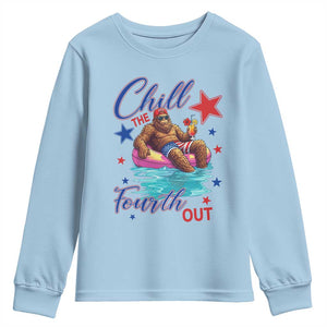 Funny Bigfoot 4th Of July Youth Sweatshirt Chill The Fourth Out TS12 Light Blue Print Your Wear