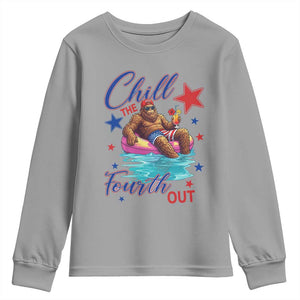 Funny Bigfoot 4th Of July Youth Sweatshirt Chill The Fourth Out TS12 Sport Gray Print Your Wear