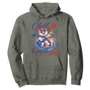 Funny Patriotic Persian Cat Hoodie Chill The Fourth Out TS12 Military Green Print Your Wear