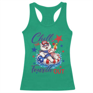 Funny Patriotic Persian Cat Racerback Tank Top Chill The Fourth Out TS12 Irish Green Print Your Wear