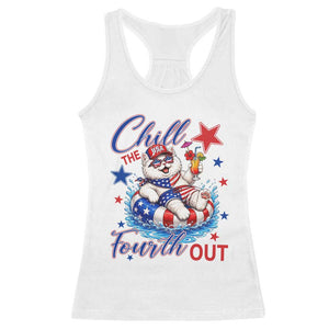 Funny Patriotic Persian Cat Racerback Tank Top Chill The Fourth Out TS12 White Print Your Wear