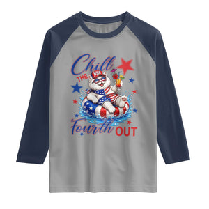 Funny Patriotic Persian Cat Raglan Shirt Chill The Fourth Out TS12 Sport Gray Navy Print Your Wear
