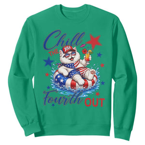 Funny Patriotic Persian Cat Sweatshirt Chill The Fourth Out TS12 Irish Green Print Your Wear
