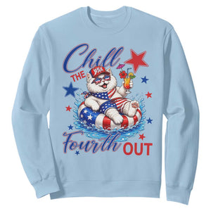 Funny Patriotic Persian Cat Sweatshirt Chill The Fourth Out TS12 Light Blue Print Your Wear