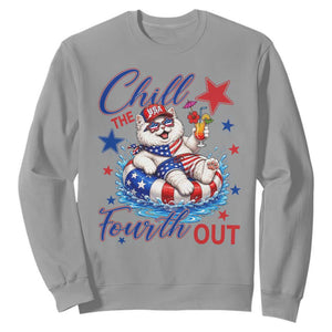 Funny Patriotic Persian Cat Sweatshirt Chill The Fourth Out TS12 Sport Gray Print Your Wear