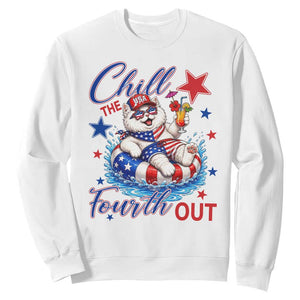 Funny Patriotic Persian Cat Sweatshirt Chill The Fourth Out TS12 White Print Your Wear