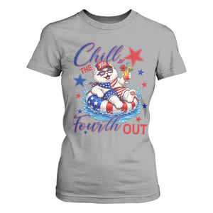 Funny Patriotic Persian Cat T Shirt For Women Chill The Fourth Out