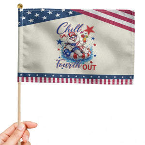 Funny Patriotic Persian Cat Patriotic Handheld Flag Chill The Fourth Out