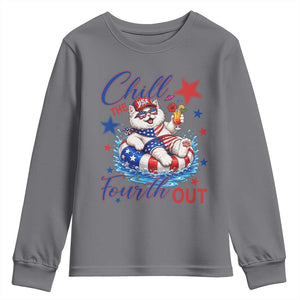 Funny Patriotic Persian Cat Youth Sweatshirt Chill The Fourth Out TS12 Charcoal Print Your Wear