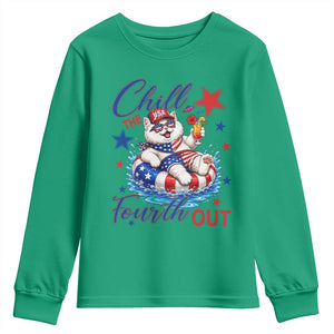 Funny Patriotic Persian Cat Youth Sweatshirt Chill The Fourth Out TS12 Irish Green Print Your Wear