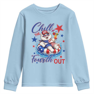 Funny Patriotic Persian Cat Youth Sweatshirt Chill The Fourth Out TS12 Light Blue Print Your Wear