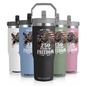 Bigfoot 250 Years Of Freedom Flip Straw Tumbler Patriotic Sasquatch Lover TS12 Print Your Wear