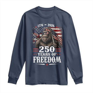 Bigfoot 250 Years Of Freedom Long Sleeve Shirt Patriotic Sasquatch Lover TS12 Navy Print Your Wear