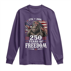 Bigfoot 250 Years Of Freedom Long Sleeve Shirt Patriotic Sasquatch Lover TS12 Purple Print Your Wear