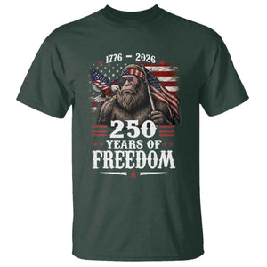 Bigfoot 250 Years Of Freedom T Shirt Patriotic Sasquatch Lover TS12 Dark Forest Green Print Your Wear