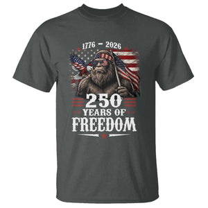 Bigfoot 250 Years Of Freedom T Shirt Patriotic Sasquatch Lover TS12 Dark Heather Print Your Wear