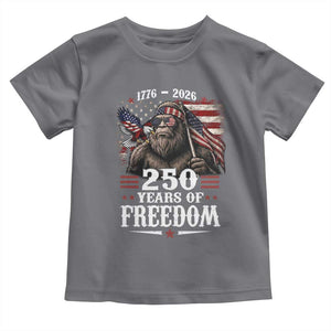 Bigfoot 250 Years Of Freedom Toddler T Shirt Patriotic Sasquatch Lover TS12 Charcoal Print Your Wear