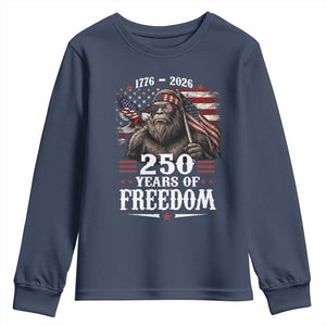 Bigfoot 250 Years Of Freedom Youth Sweatshirt Patriotic Sasquatch Lover TS12 Navy Print Your Wear