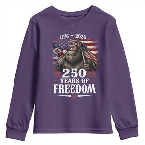 Bigfoot 250 Years Of Freedom Youth Sweatshirt Patriotic Sasquatch Lover TS12 Purple Print Your Wear